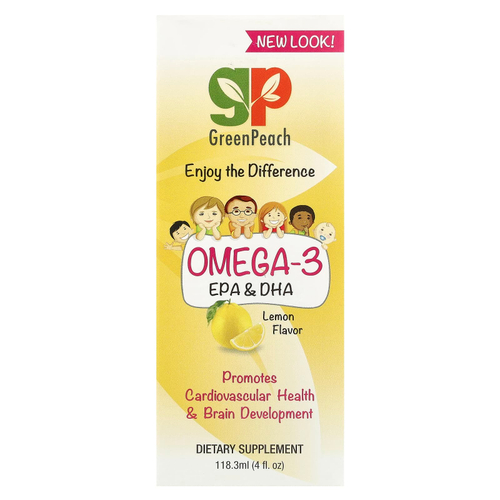 GreenPeach, омега-3 с ЭПК и ДГК, со вкусом лимона, 118,3 мл (4 жидк. унции)