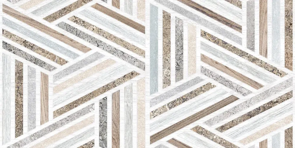 Настенная плитка ALMA Ceramica TWU09TON014 Stone 50x24.9 бежевая / белая / голубой / коричневая матовая геометрия / под камень / полосы