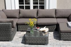 "Лунго" трансформирующаяся лаунж-зона из искусственного ротанга, цвет графит
