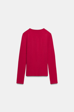 ZARA БАЗОВАЯ ХЛОПКОВАЯ ФУТБОЛКА, ЦВЕТ ФУКСИИ