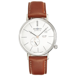 ZEPPELIN Roman Collection Quartz Movement Unisex Watch 41mm White Dial Stainless Steel Case Leather Strap
