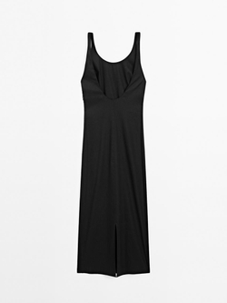 Massimo Dutti Платье миди с глубоким вырезом на спине, черный