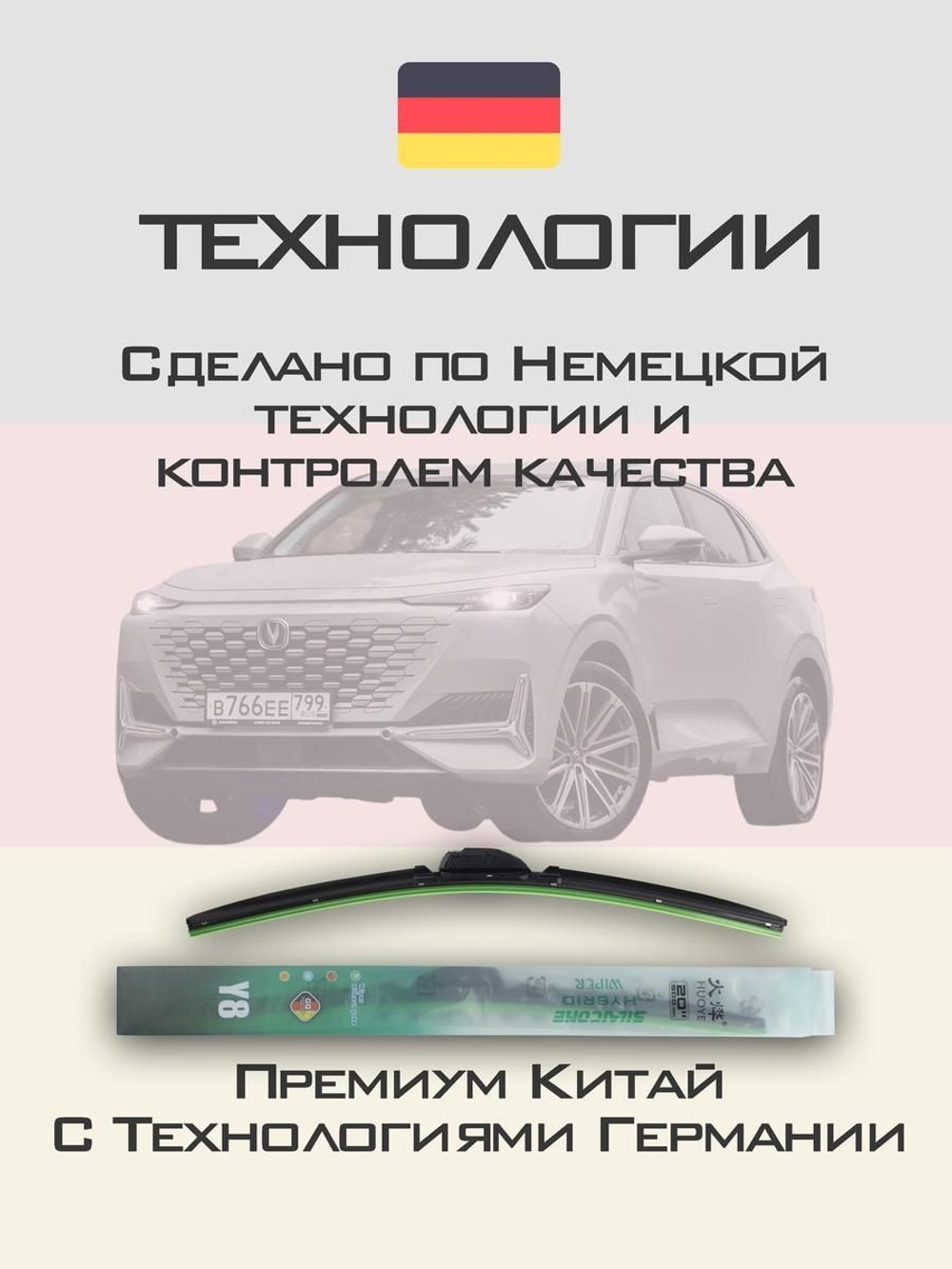 Щетки стеклоочистителя HUOYE Y8 600/500 мм на Changan UNIK | Push button