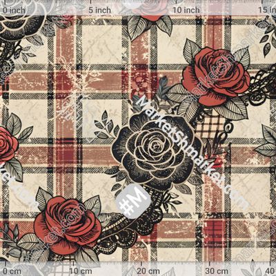 Гранж кантри клетка с розами и кружевом by Catmancer 174 DPI