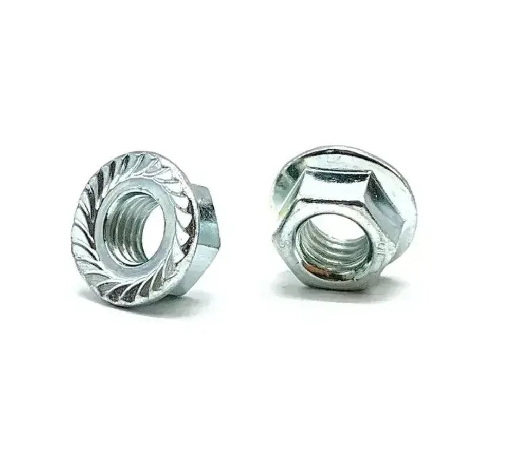 Гайка М16 DIN 6923 с фланцем и насечками шестигранная с зазубринами 2 шт