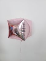 Шар А 3D КУБ 15" Б/РИС Металлик Rose Gold (Розовое золото) (БГ-19)