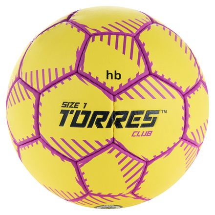 Мяч ганд. TORRES Club, H32431, р.1, ПУ, 5 подкл. слоев, руч. сшивка, желтый