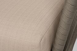 "Форли" диван 2-местный плетеный из роупа, каркас алюминий светло-серый (RAL7035) муар, роуп серо-коричневый 23мм, ткань Mossle бежевая