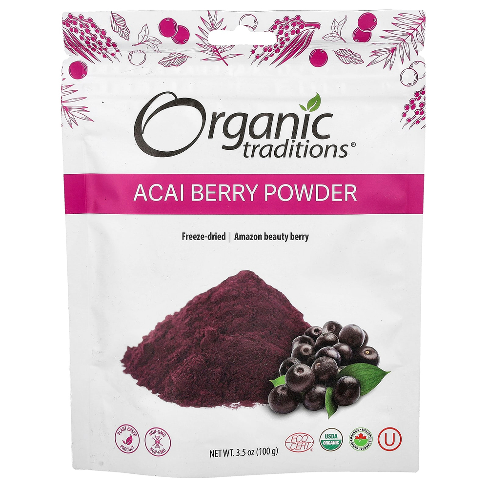 Organic Traditions, Порошок из ягод асаи, 100 г (3,5 унции)