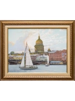 Картина маслом яхты на Неве Воробьев