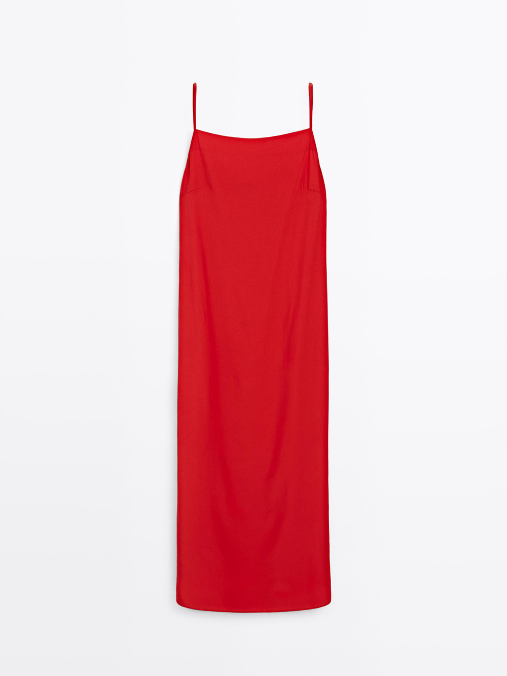 Massimo Dutti Платье миди с прямым вырезом, красный