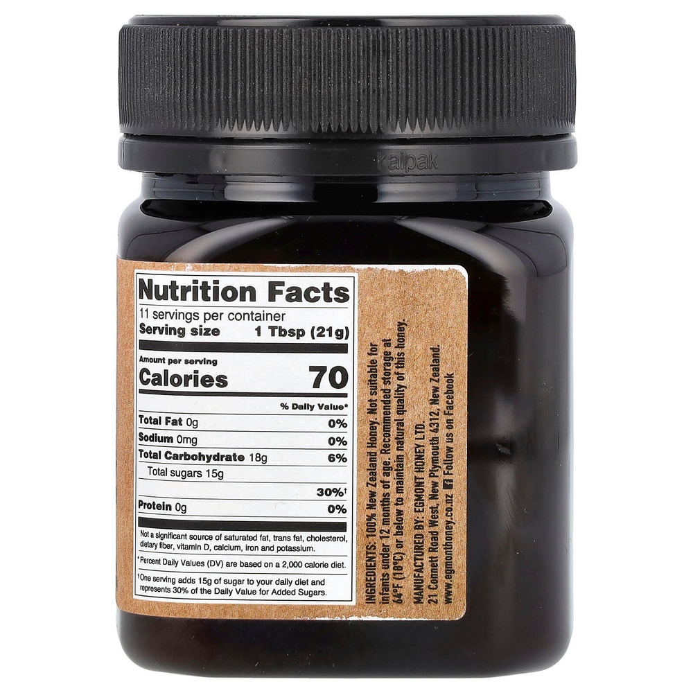 Egmont Honey, Мед манука, необработанный и непастеризованный, UMF 7+, MGO 150+, 250 г (8,82 унции)