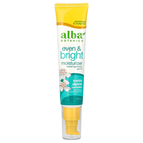 Alba Botanica, равномерное и яркое увлажняющее средство, SPF 15, 57 г (2 унции)
