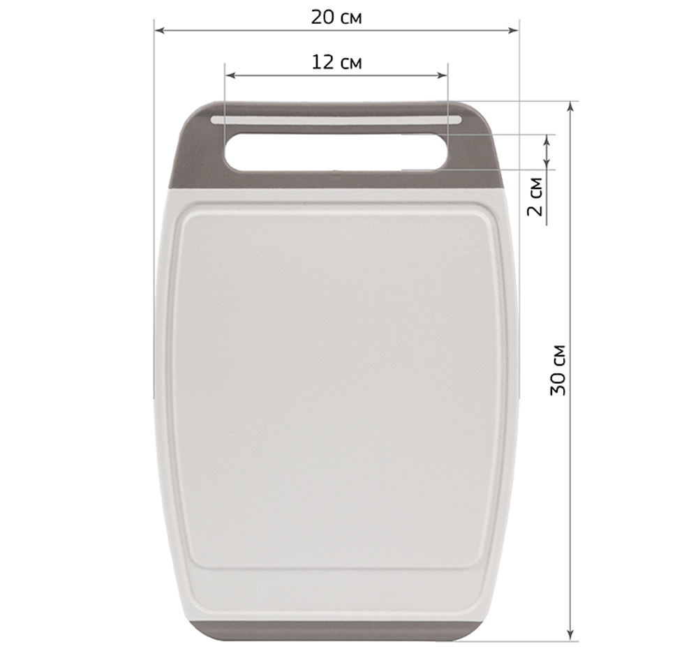 Доска разделочная ХЕВИ 300*200 мм антискользящие вставки, увеличенная толщина, желобки для отвода влаги М1565