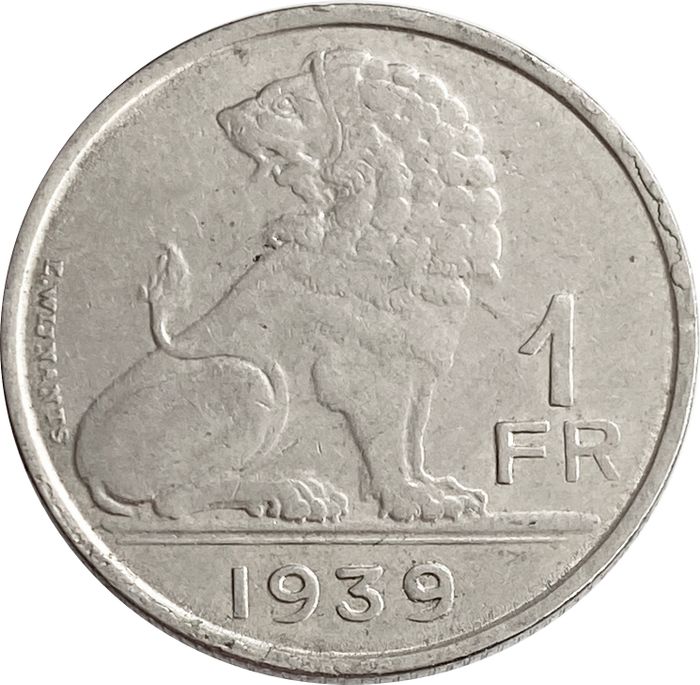 1 франк 1939 Бельгия (BELGIE-BELGIQUE)