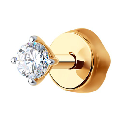 Серьга из золота с фианитами