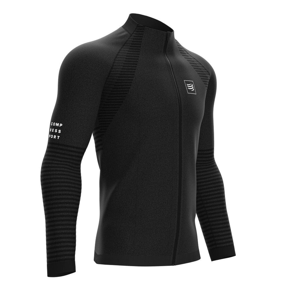 Мужская теннисная кофта Compressport Seamless Zip Sweatshirt - черный