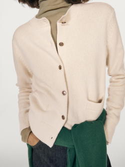 Massimo Dutti Кардиган из трикотажа с золотистыми пуговицами, бежевый