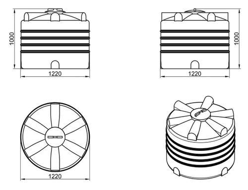 Емкость пищевая вертикальная Мультпласт КАС К-1000 1000 л. вертикальная (122x122x100см;35кг;красный) - арт.555434.15