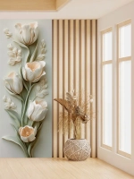 Фотообои флизелиновые PosterMarket "Тюльпаны 3Д" 100х270 см