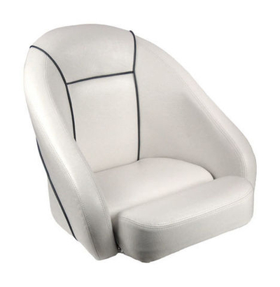 Кресло ROMEO мягкое, подставка, обивка белый винил, синий шов