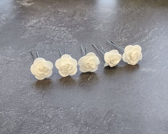 Набор шпилек "Розочки мини" латекс, 5 шт, белые