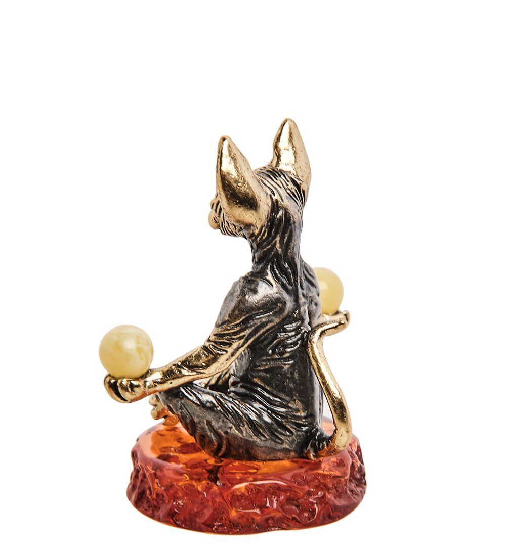 Народные промыслы AM-3072 Фигурка «Кот Йог» (латунь, янтарь)