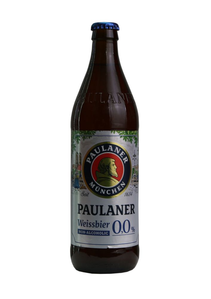 Пиво Paulaner Hefe-weissbier non-alcoholic безалкогольное светлое нефильтрованное 0.5 л.ст/бутылка