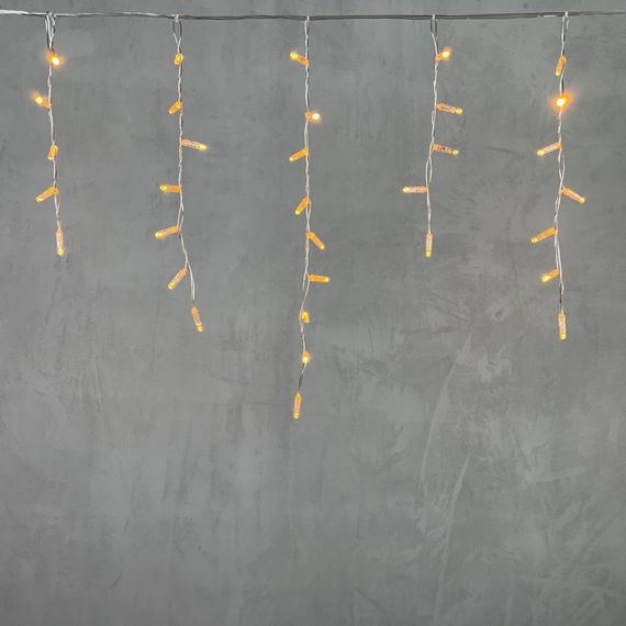 Светодиодная бахрома с колпачком 4,9*0,5 м., 189 желтых LED ламп, прозрачный провод ПВХ, IP65, LTC (PIL189CAP-10-2Y)