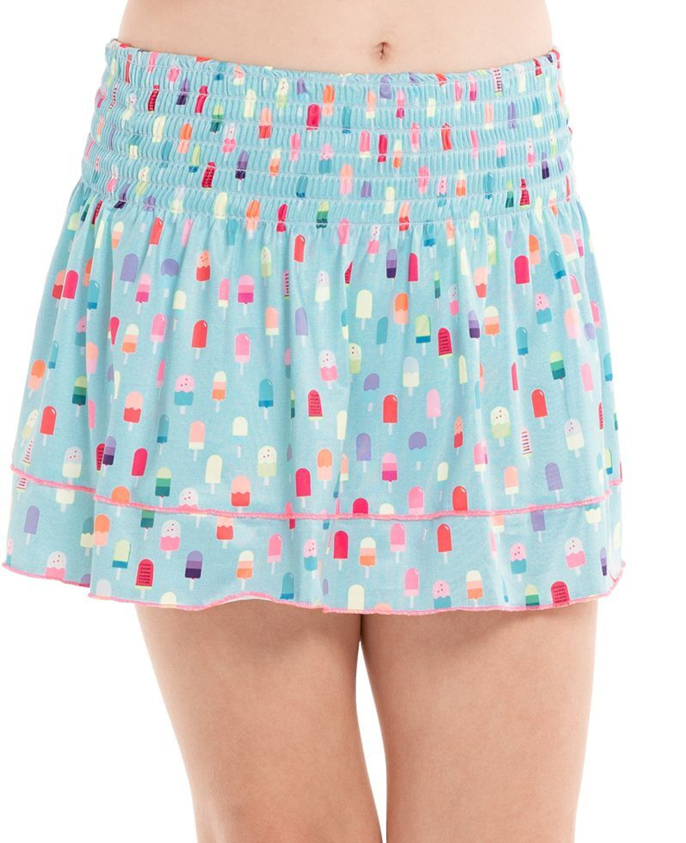 Юбка для девочки теннисная Lucky in Love Novelty Print Popsicle Smocked Skirt - разноцветный