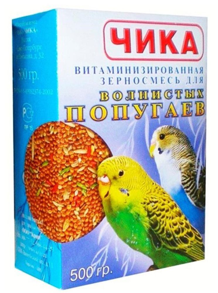 Чика корм для волнистых попугаев без минеральных добавок, 500 г