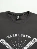 Купить Футболка Hardlunch оверсайз Fork and Knife темно-серая Футболка Hardlunch оверсайз Fork and Knife темно-серая