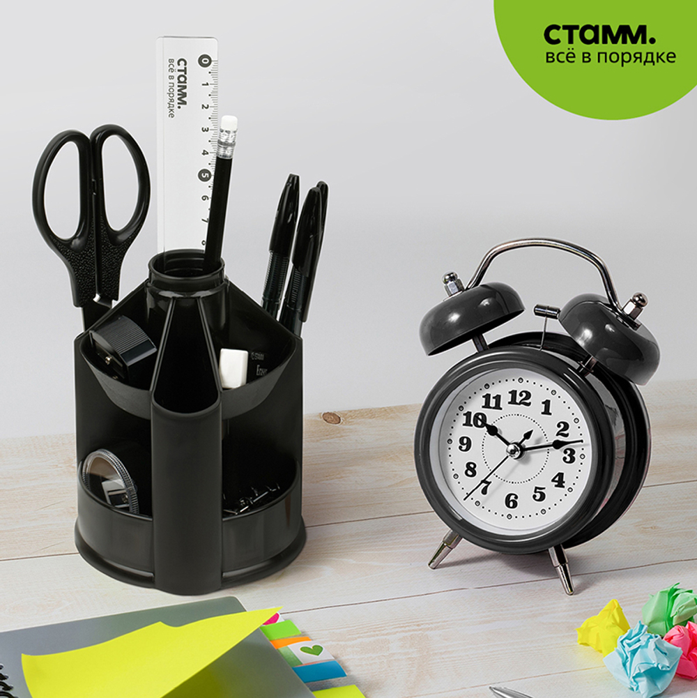 Органайзер СТАММ "Mini Desk" вращающийся, черный