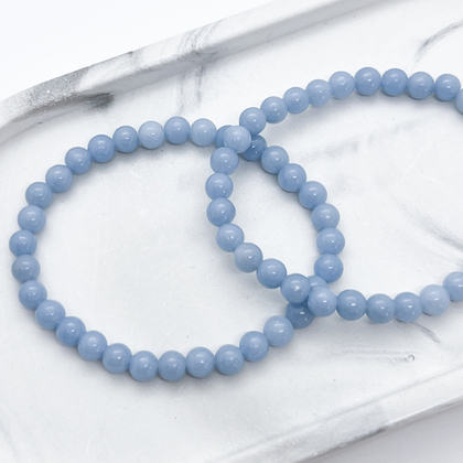 Браслет, ангелит, диаметр бусин около 6 мм, размер 17 см