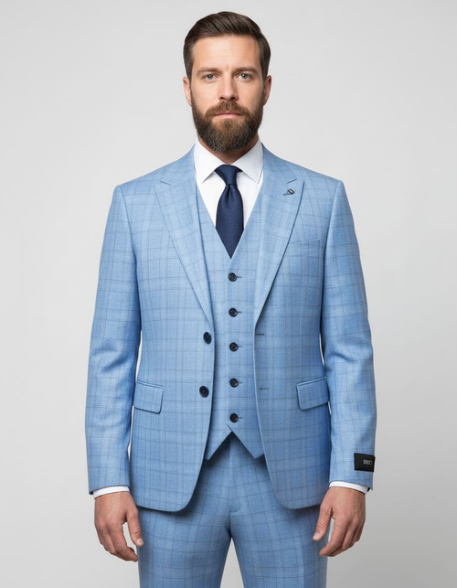Мужской классический костюм (голубой) В32