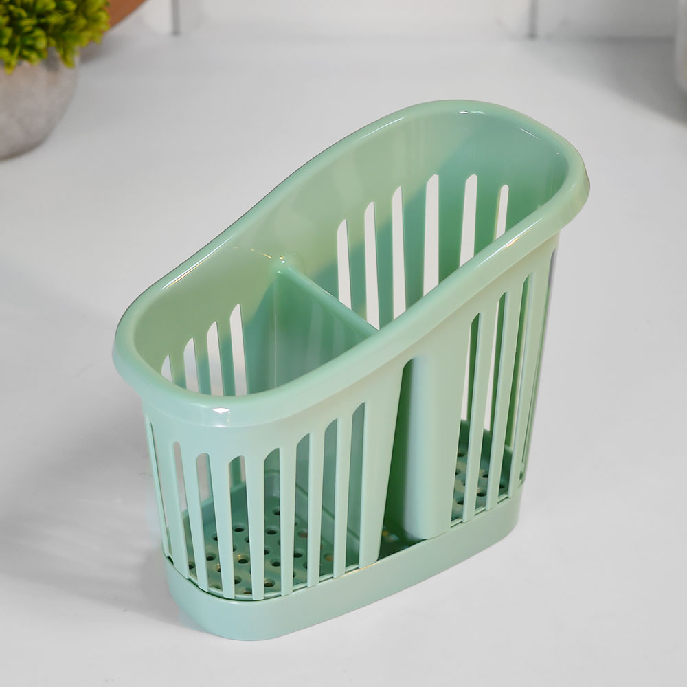 Сушилка для столовых приборов 2-х секционная, цвет фисташковый