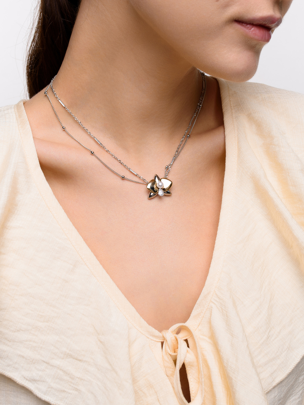 Колье "Flower triangle" bicolor