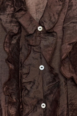 ZARA БЛУЗА С ВОЛАНАМИ, КОРИЧНЕВЫЙ