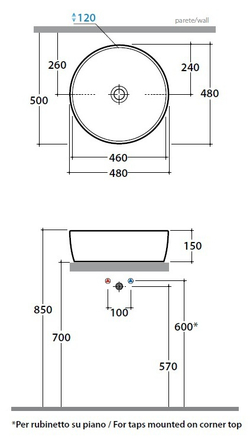 Раковина Globo BOWL+ GE048.BI на 48 см