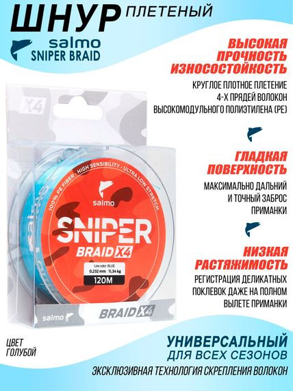 Леска плетёная Salmo Sniper BRAID Blue 120/023