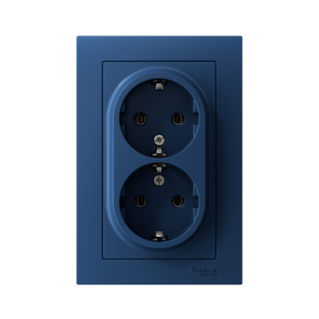 Розетка 2-м. AtlasDesign 16А с заземл. в сборе аквамарин SE ATN001124