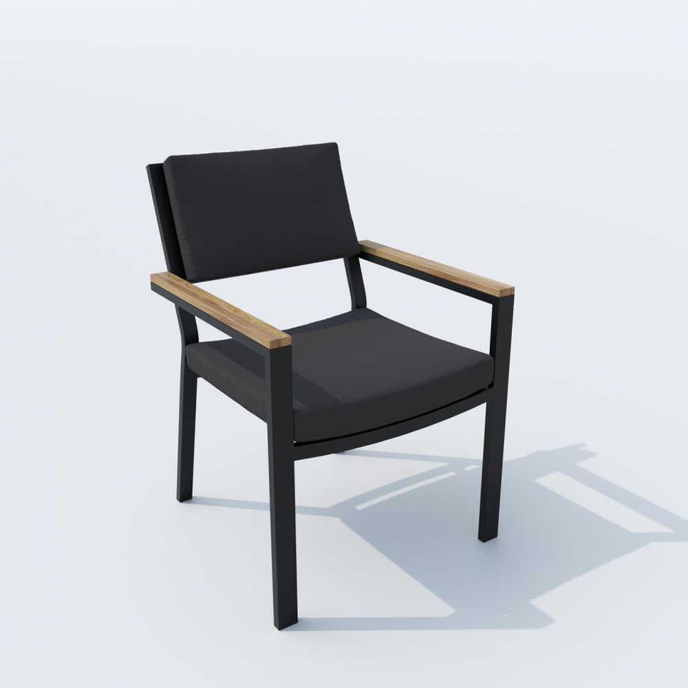 Обеденная группа Ideal Patio ДОЛЛА БОНТА каркас карбон, стол алюминий 220, ткань антрацит