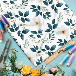 Ткань премиум сатин абстрактные цветы яблони