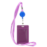 Бейдж на шнурке с рулеткой (ретрактором) Basir вертикальный, кожзам, 105*65 мм, фиолетовый