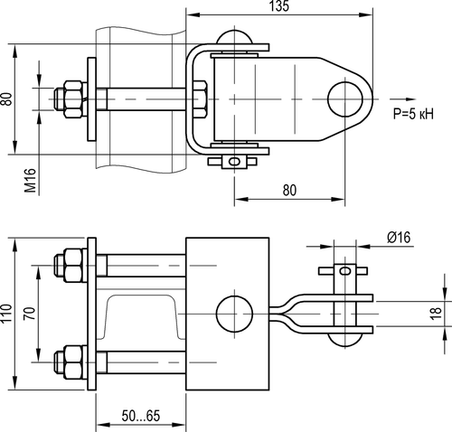 Ушко шарнирное для консольных и фиксаторных стоек 137
