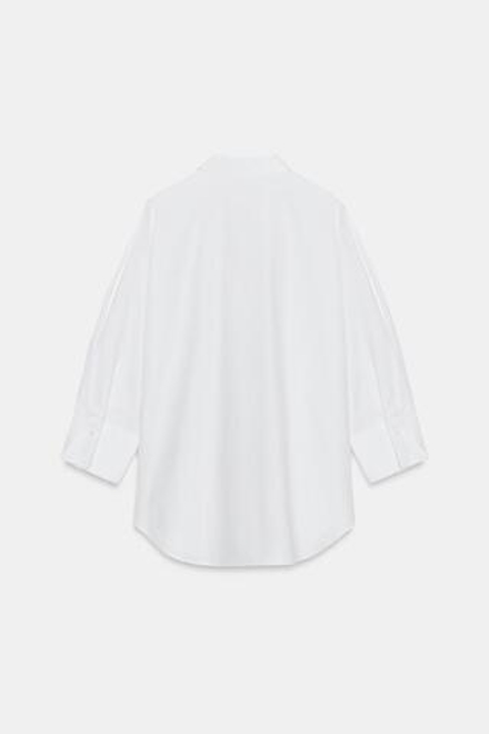 ZARA РУБАШКА С V-ОБРАЗНЫМ ВЫРЕЗОМ — ZW COLLECTION, БЕЛЫЙ