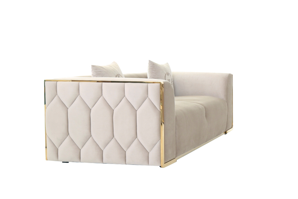 Диван Garda Decor Берн (Bern) двухместный, велюр бежевый 194*96*69 см