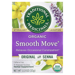 Traditional Medicinals, Organic Smooth Move®, оригинальный вкус с сенной, без кофеина, 16 упакованных чайных пакетиков, 32 г (1,13 унции)