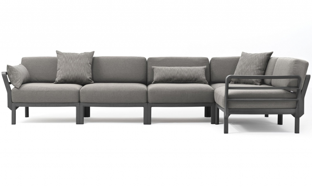 Модуль угловой пластиковый с подушками Nardi Maximo Elemento Angolo, базальт, лава