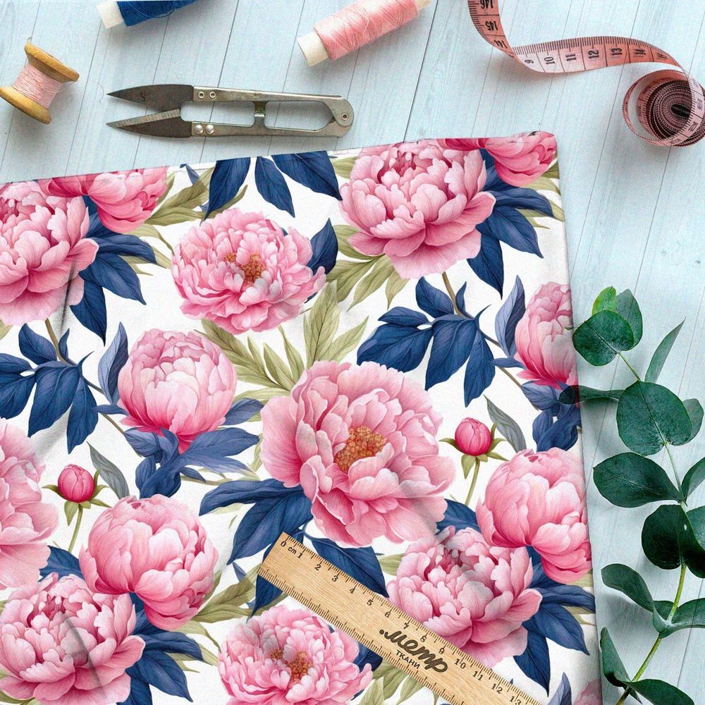 Ткань премиум Оксфорд 600D выразительные пионы